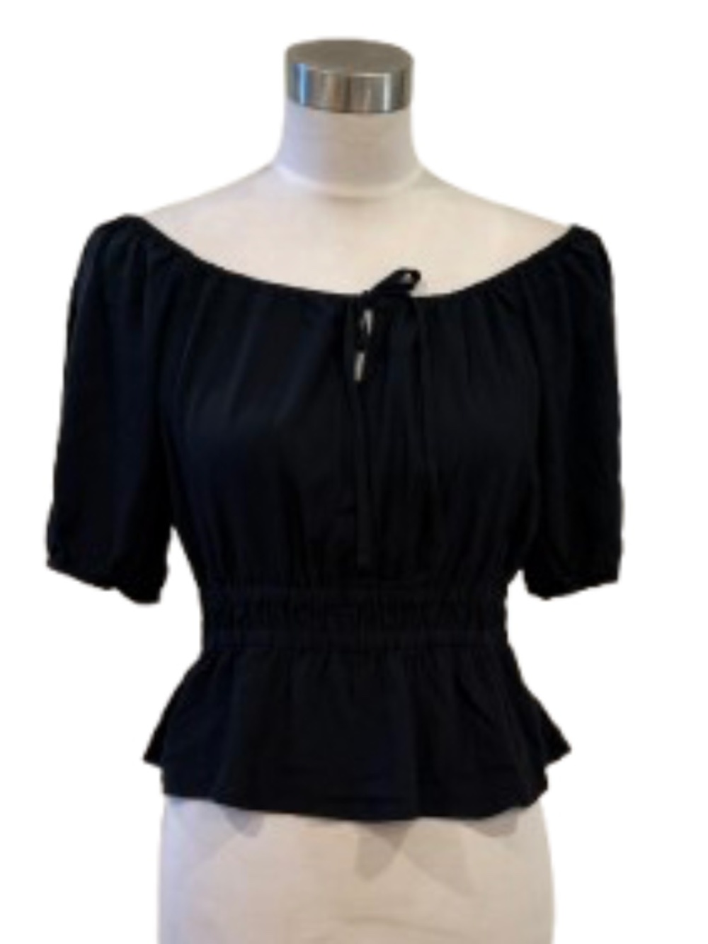 Abercrombie & Fitch Black peasant sleeve keyhole top off the shoulder top M